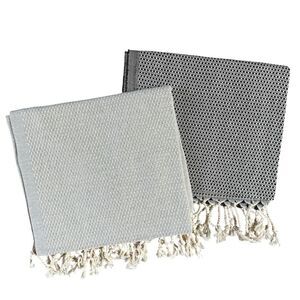 NEW Qty-2 Turkish Kitchen Dish Tea Hand Towel Peshtemal 100% Cotton Black Gray